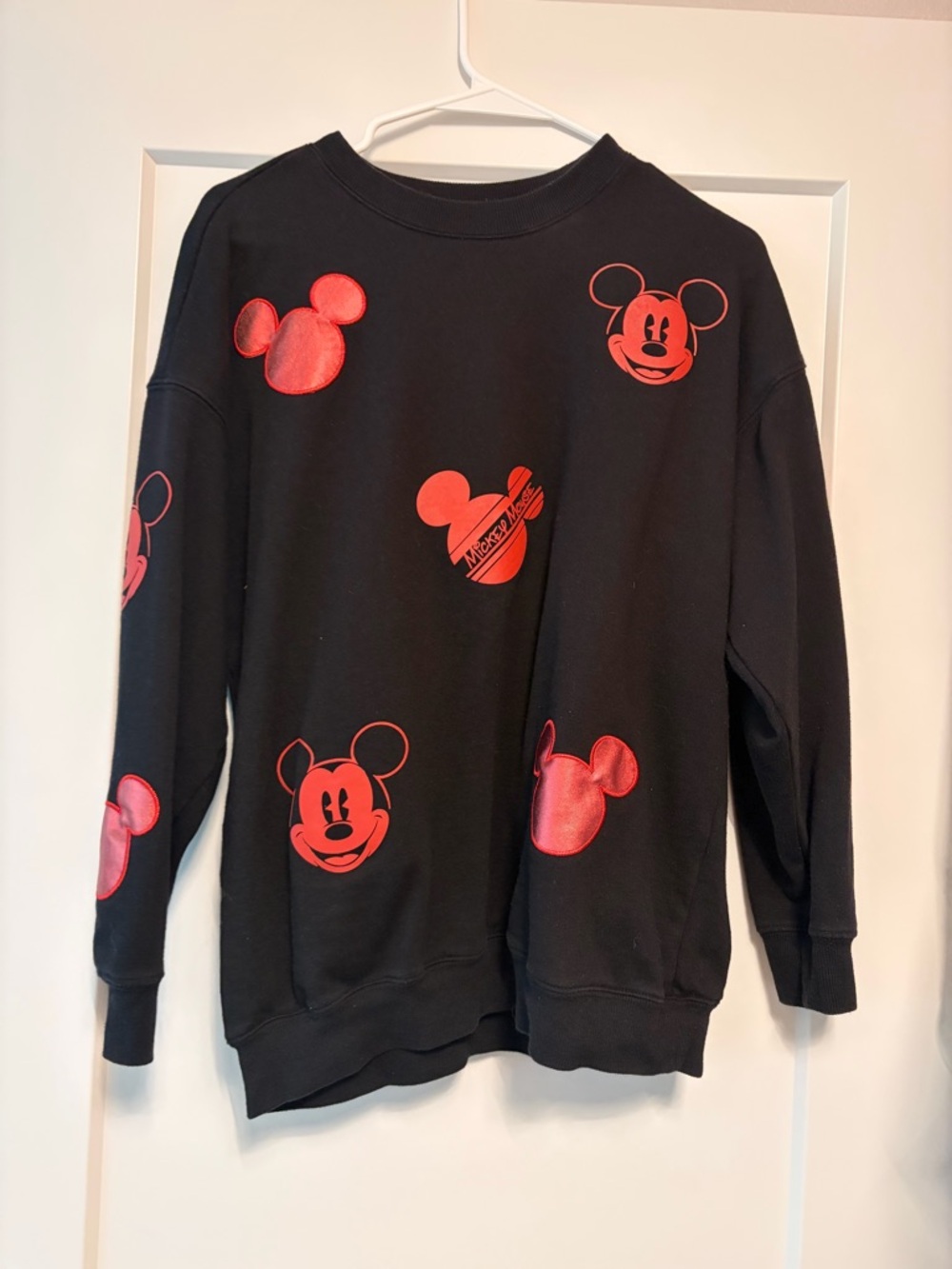 Disney Black Crewneck Sweatshirt with Red Mickey Heads - Unisex Small